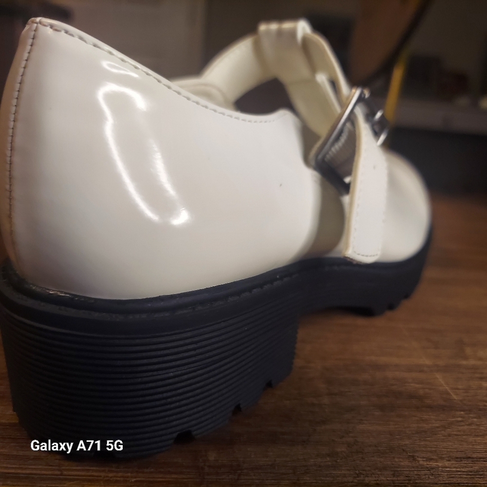 Mary Jane Style Preppy White Lug chunky platform Loafers  by Wonder Nation - Picture 4 of 14